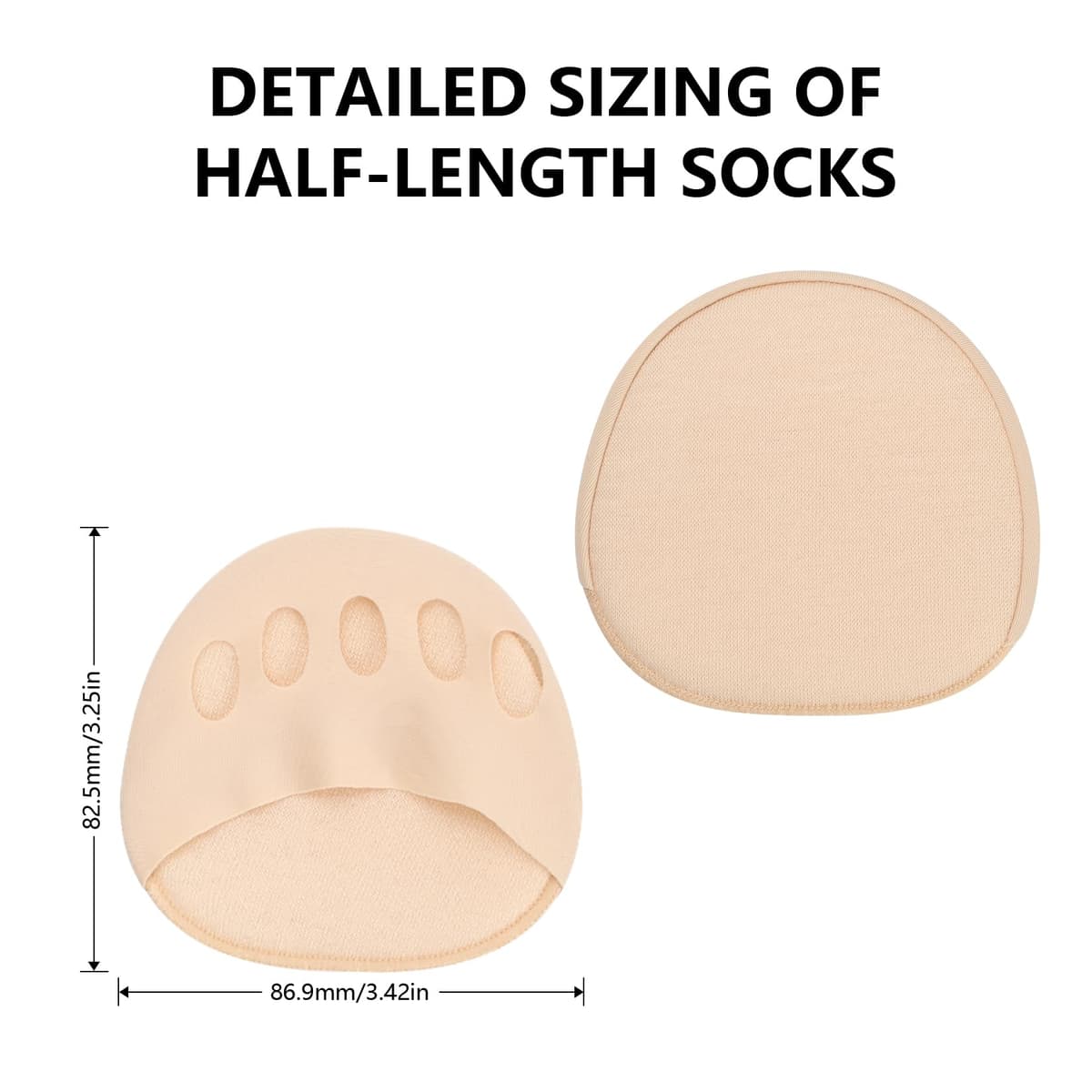 Plantillas metatarsianas, almohadillas para la bola del pie, 2 pares, calcetines transpirables de cinco dedos y medio, soporte antiolor para el antepié para mujeres y hombres, se ajusta a zapatillas — view 2