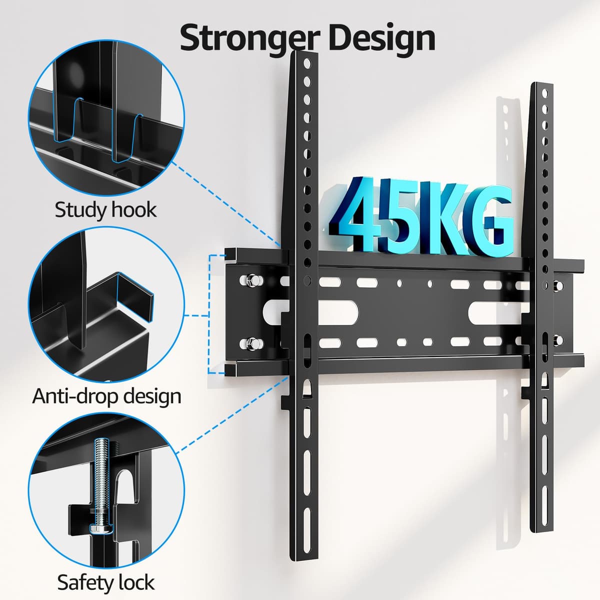 MOUNTUP Ultra Slim TV Wall Bracket for 26-60 inch Flat&Curved TV, Low Profile Wall Mount 23mm from Wall up to 45 KG, with Max VESA 400X400mm, EU0082-F — view 4