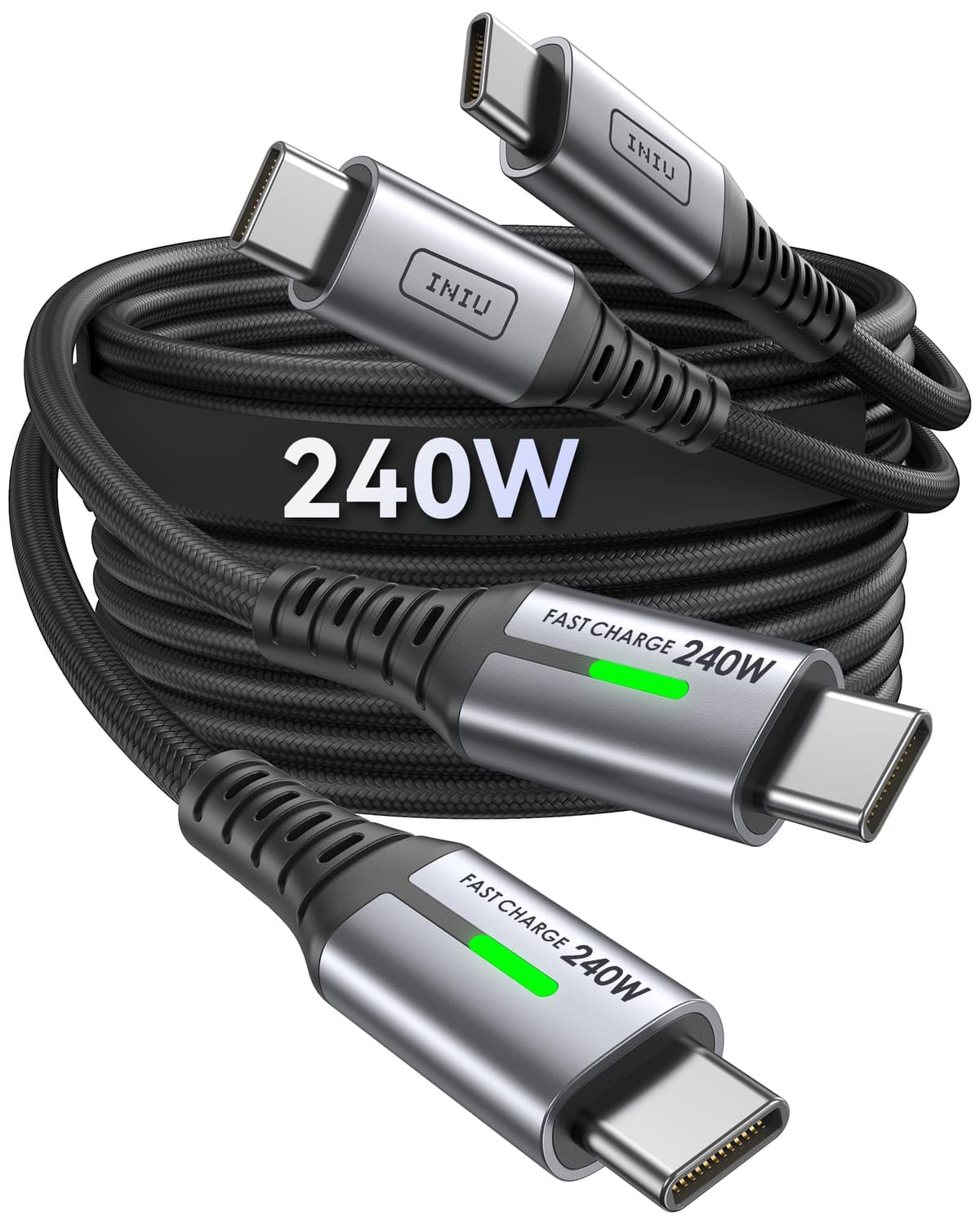 INIU 240W USB C to USB C Charger Cable, [2-Pack 2m] PD Type C Charge Cable, Super Fast Charging USB C Cable for iPhone 17 16 15 Pro Max Plus, MacBook iPad Air, Samsung S25 S24 Ultra, Steam Deck etc. — view 14