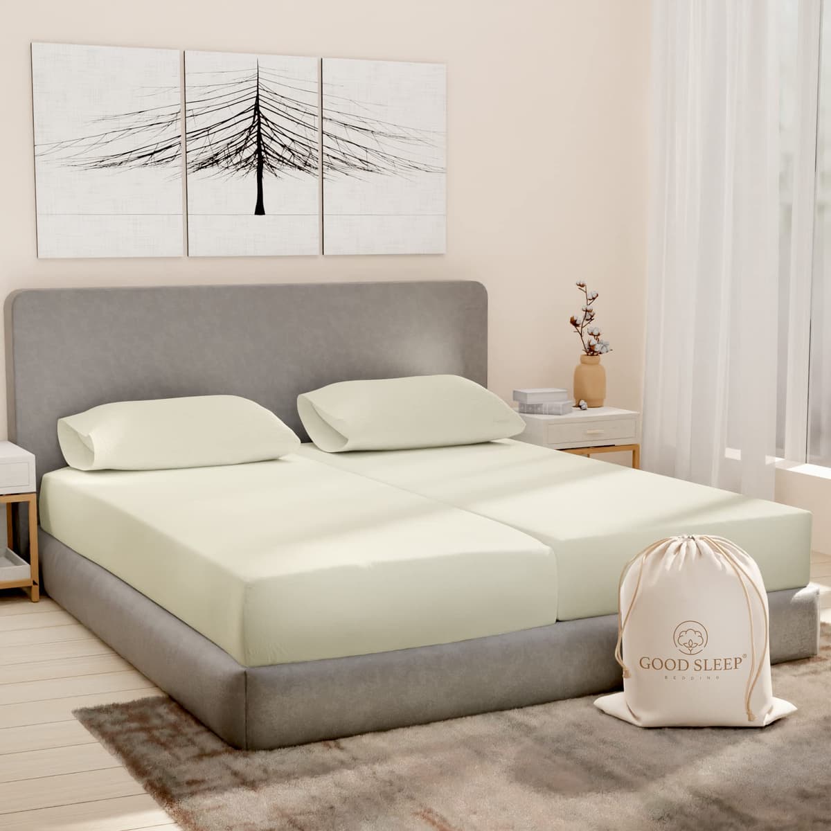 1000 Thread Count Egyptian Cotton Sheets Queen Size, 4 Pc Luxury Sheets Set, Long Staple 100% Cotton Sheets for Queen Size Bed, 16" Deep Pocket Hotel Style Sheets, Sateen Sheets Queen, Light Blue — view 25