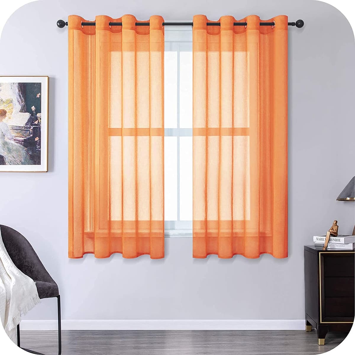 MRTREES Cortina para Ventana Dormitorio Translúcidas Visillos Paneles para Ventanas Sala para Niños Sala Comedor 2 Piezas 140×245cm Blanco — view 29