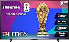 Hisense 50E6SF - 50" E6 Series Hi-QLED 4K UHD Smart Fire TV, AI Light Sensor, Dolby Vision · Atmos, Voice Remote with Alexa, Motion Rate 120, HDR 10+ Adaptive, Game Mode Plus (2026 New Model)