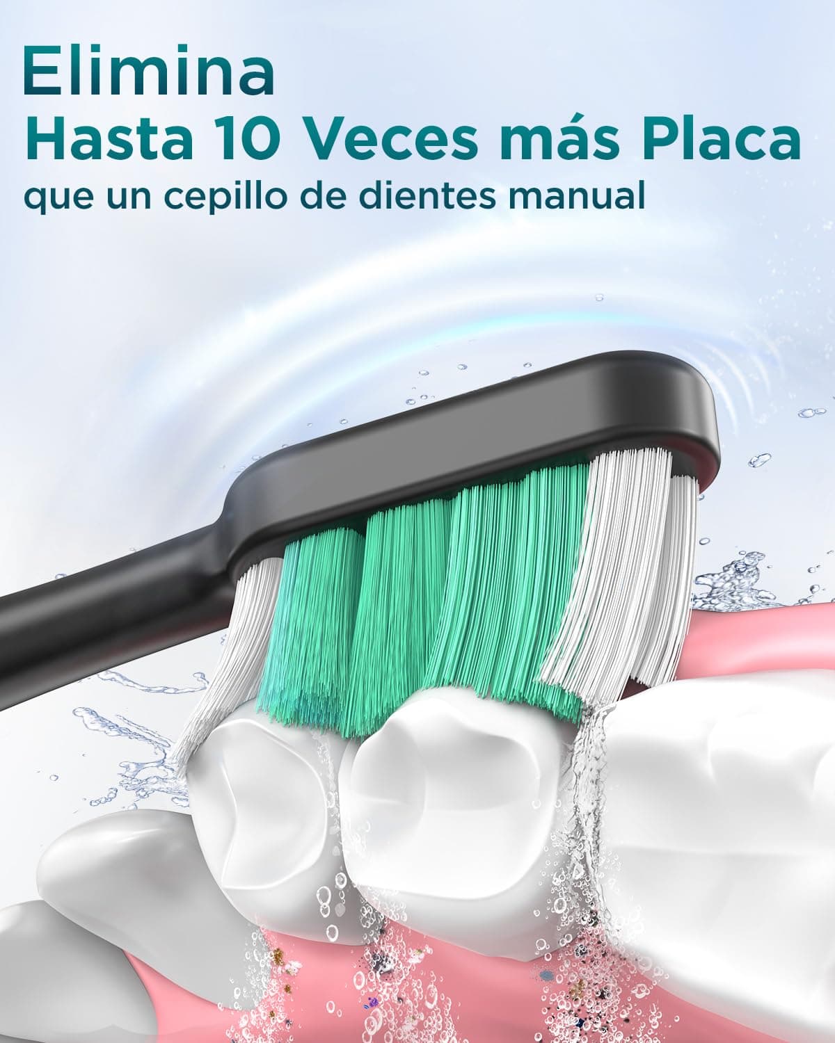 Cepillo de Dientes Eléctrico Sónico para Adultos - Cepillo Electrico Sónico con 8 Cabezales y Estuche de Viaje, 5 Modos, IPX7 Impermeable, Cepillo Dientes Electrico de Viaje Recargable, Negro — view 2