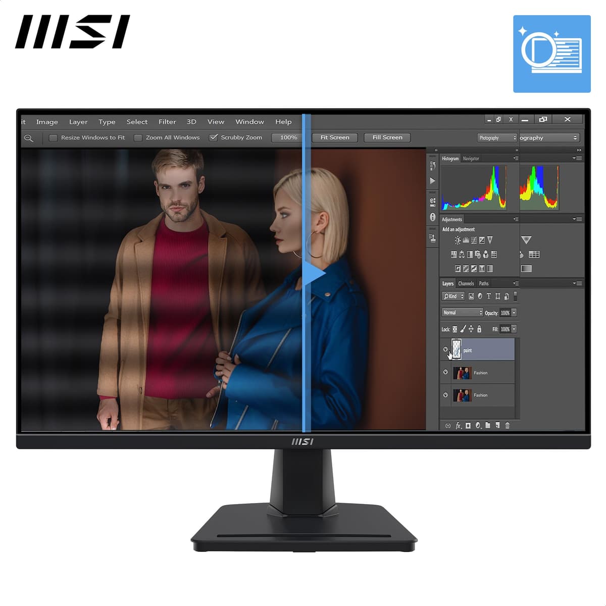 MSI PRO MP245G 23.8 Inch Full HD Office Monitor - 1920 x 1080 IPS Panel, 100 Hz, Eye-Friendly Screen, VESA Mountable, Display Kit Support, Tilt Adjustable - HDMI, DisplayPort, D-Sub (VGA) — view 5