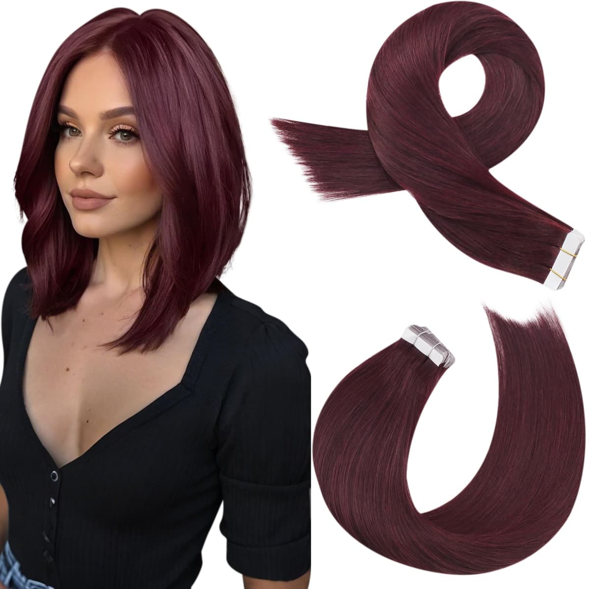 Moresoo Tape in Human Hair Extensions 20 Inch Highlight 50g/20pcs Tape in Hair Extensions Human Hair Ash Blonde with Platinum Blonde #P18/613 — view 94
