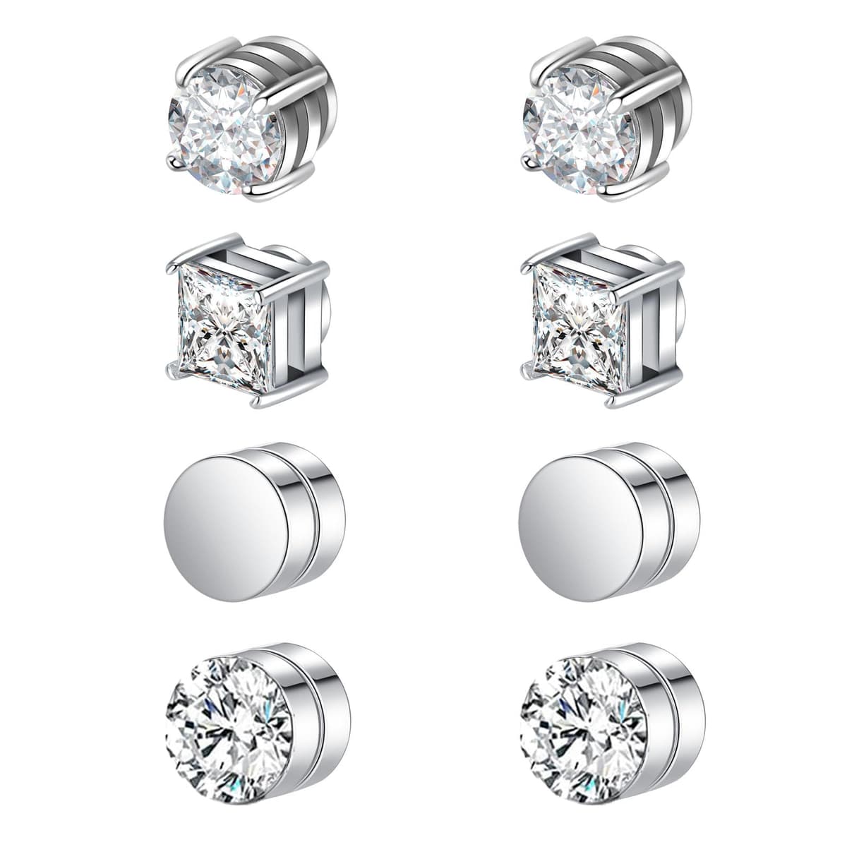 Magnetic Earring Studs Stainless Steel Fake Earring Non Piercing for Women Men Clips On Earrings Silver Black — view 16