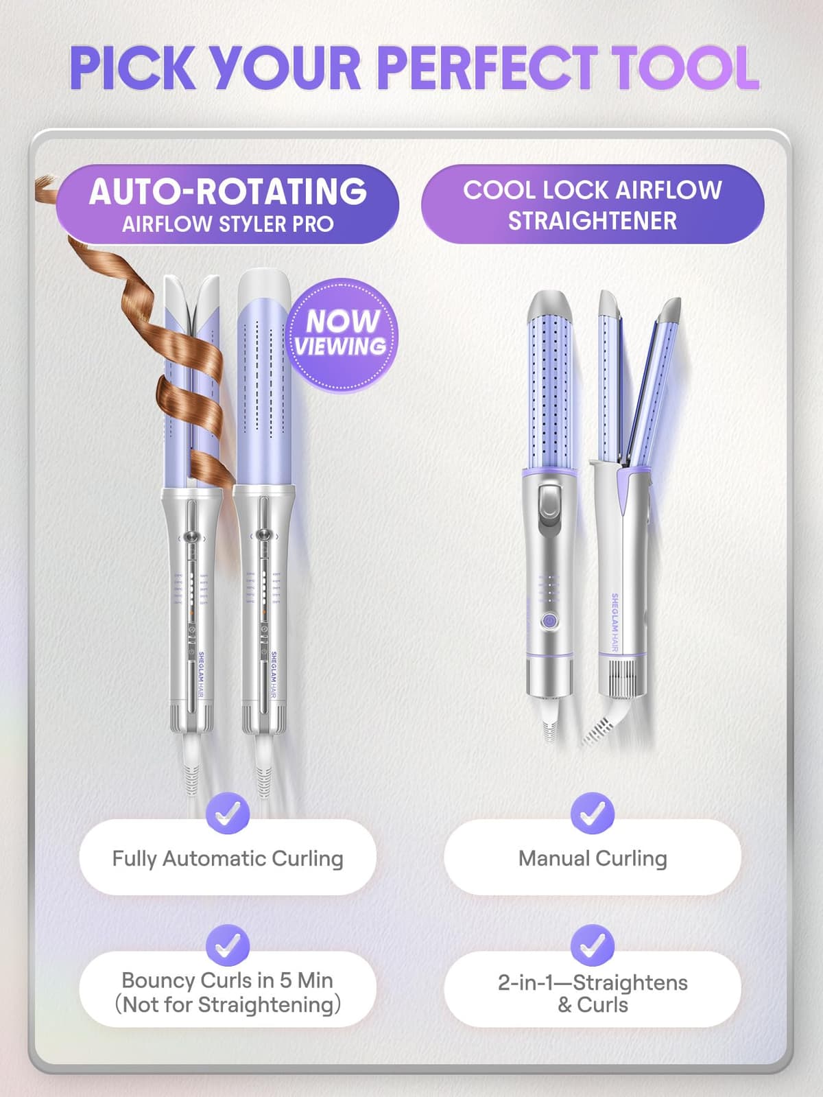 SHEGLAM 32mm Rizador Automático One Touch con Aire Frío – Rizos de Larga Duración para Estilos Bounce u Ondulados, Bajo Riesgo de Quemaduras, Calentamiento Rápido para Cabello de Medio a Largo (32mm) — view 4