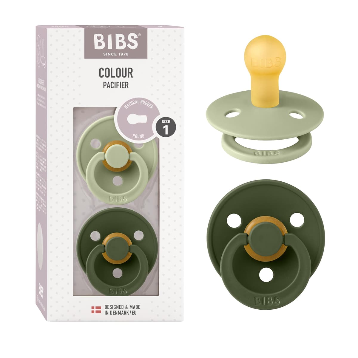 BIBS Colour Soother 2-Pack, BPA Free Dummy Pacifier, Round Nipple. Natural Rubber Latex, Size 2 (6-18 Months), Sky Blue/Steel Blue — view 46