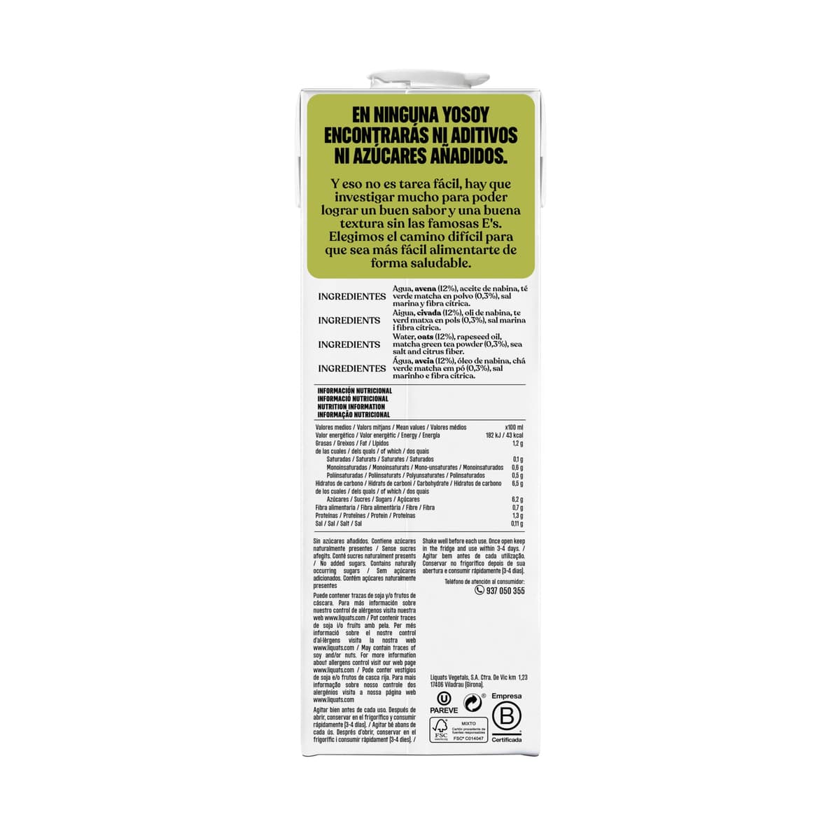 Yosoy Bebida Vegetal de Matcha, Pack de 6 x 1L — view 2