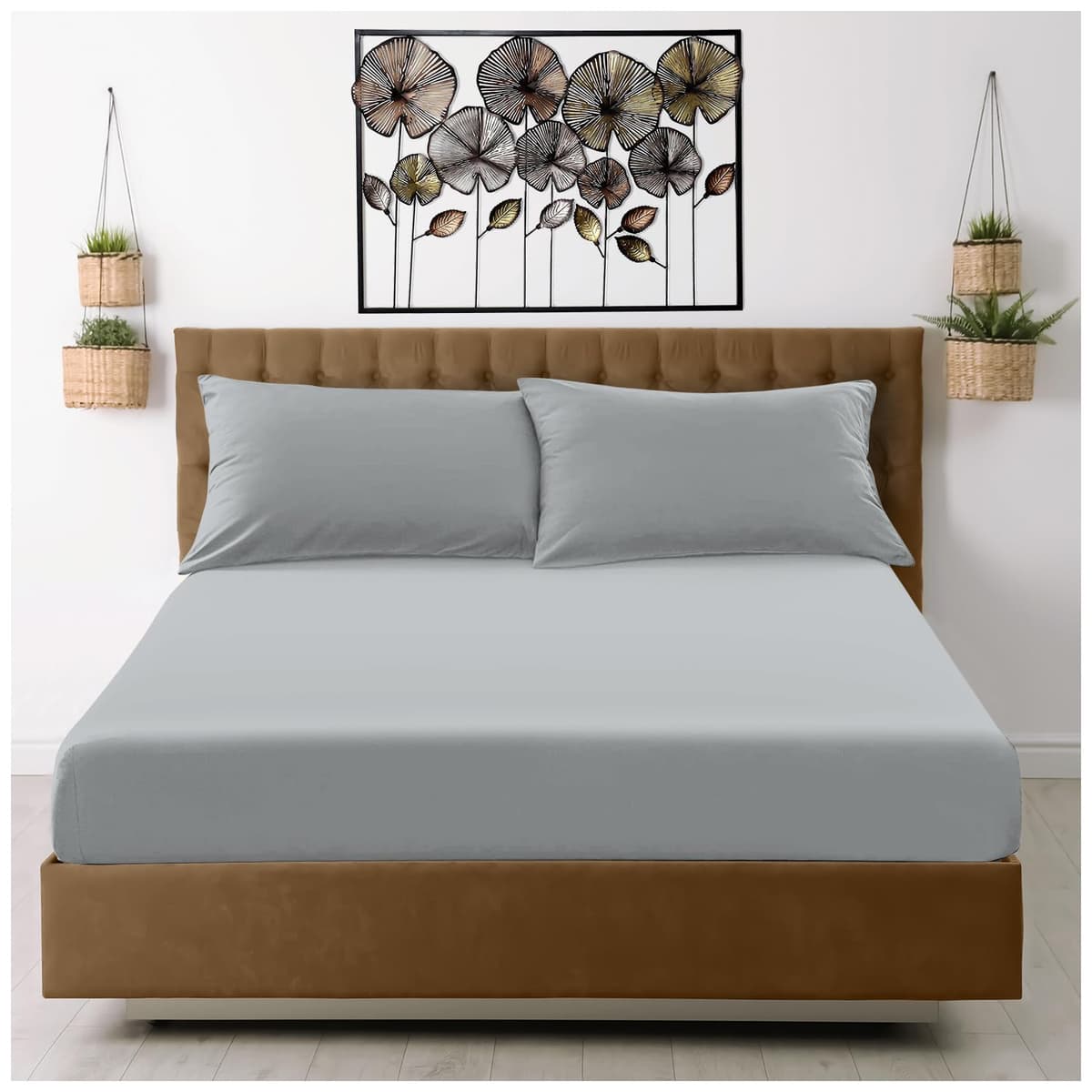 GC GAVENO CAVAILIA Fitted Sheet Single Bed (91 x 190cm) - Grey Bedding Sheets - Plain Dyed Microfiber Bed Sheets Single - (10 inch) 25cm Deep Pocket Bottom Sheet - Easycare - Wrinkle & Fade Resistant
