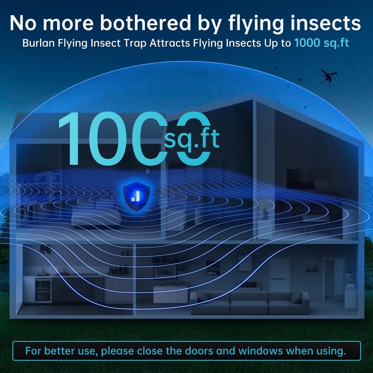 Fruit Fly Traps Indoor for Home: Plug in Mosquito Bug Zapper Gnat Moth Catcher with 9W Night UV Light, 2 Devices 20 Sticky Glue Board Refills for Indoors Flying Insect Trap 2PC-White — view 3