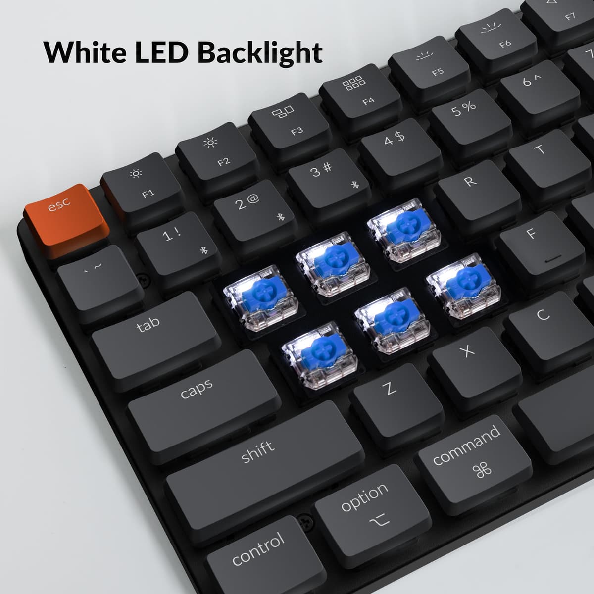 Keychron K3 Version 2, 84 Keys Ultra-Slim Wireless/Wired Mechanical Keyboard with White LED Backlit, Low-Profile Gateron Mechanical Blue Switch Compatible with Mac Windows — view 6