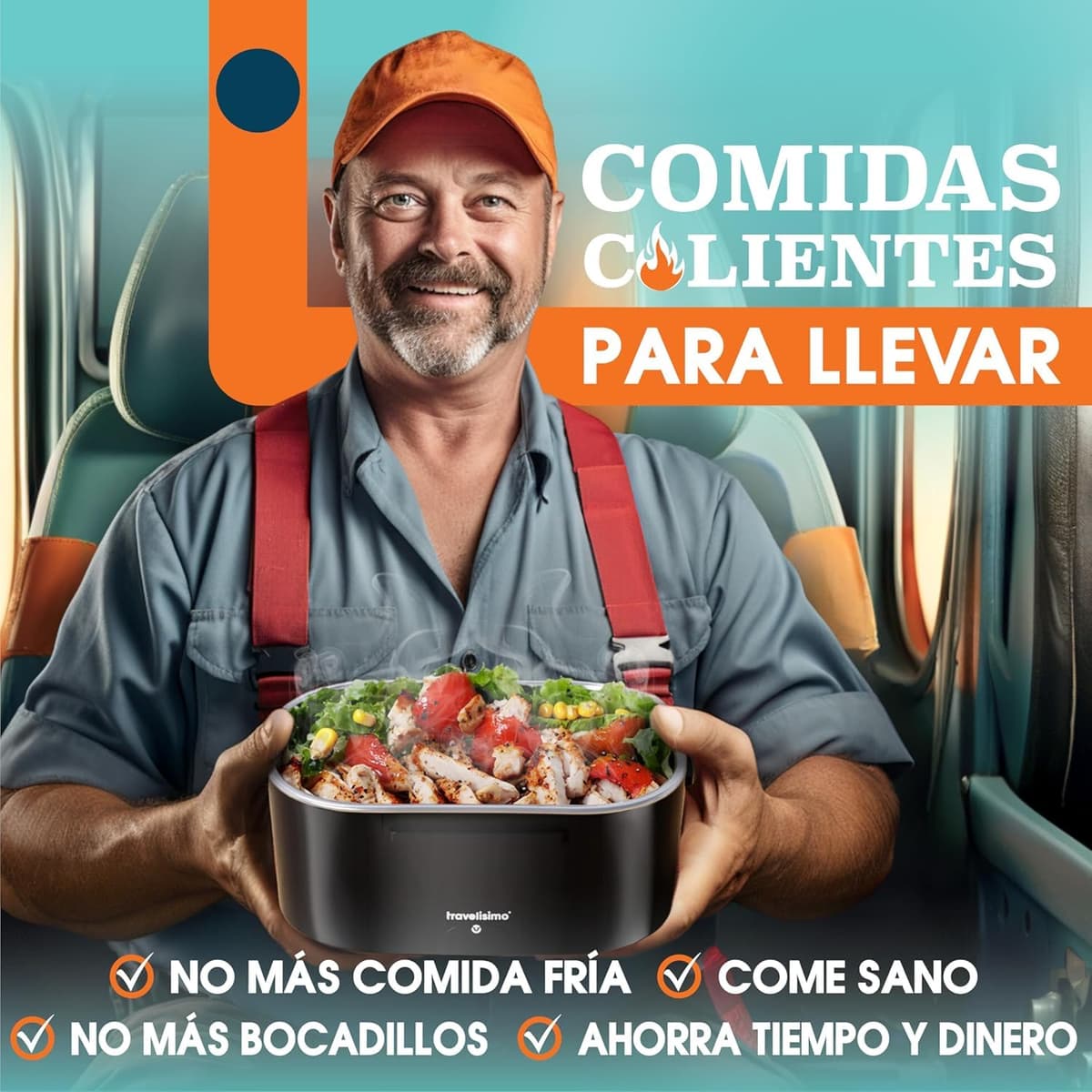 TRAVELISIMO Fiambrera Electrica 100W Taper Electrico para Comida 1,5L Fiambrera Termica 3 en 1 12V/24V/220V - Fiambreras Comida Trabajo Para Coche y Camión, Marmita Electrica en Acero Inoxidable — view 2