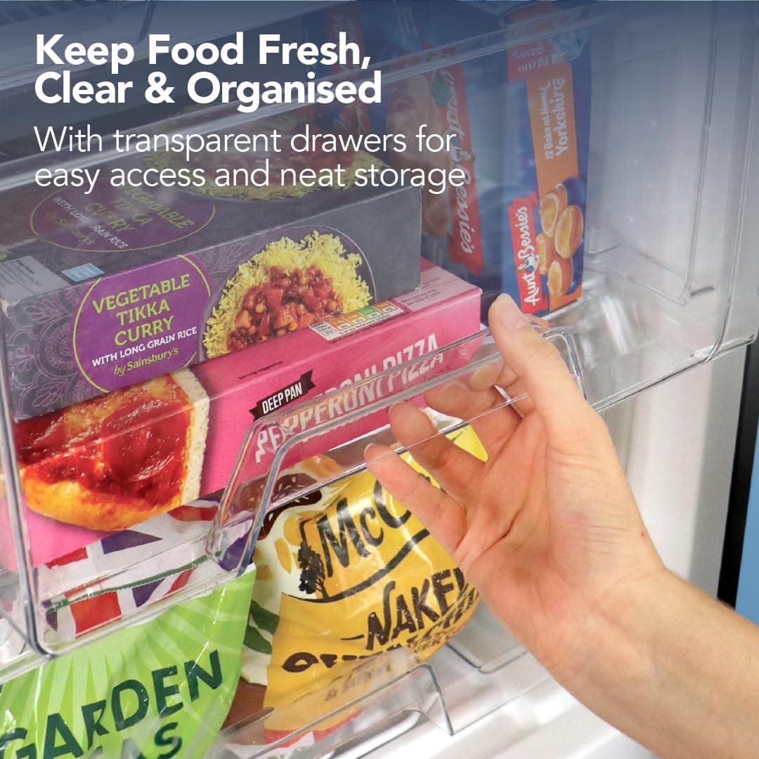 Igenix IG355B Freestanding Under Counter Freezer with 3 Large Drawers, Reversible Door, 88 Litre Freezer Capacity, 55 cm Wide, Black — view 5