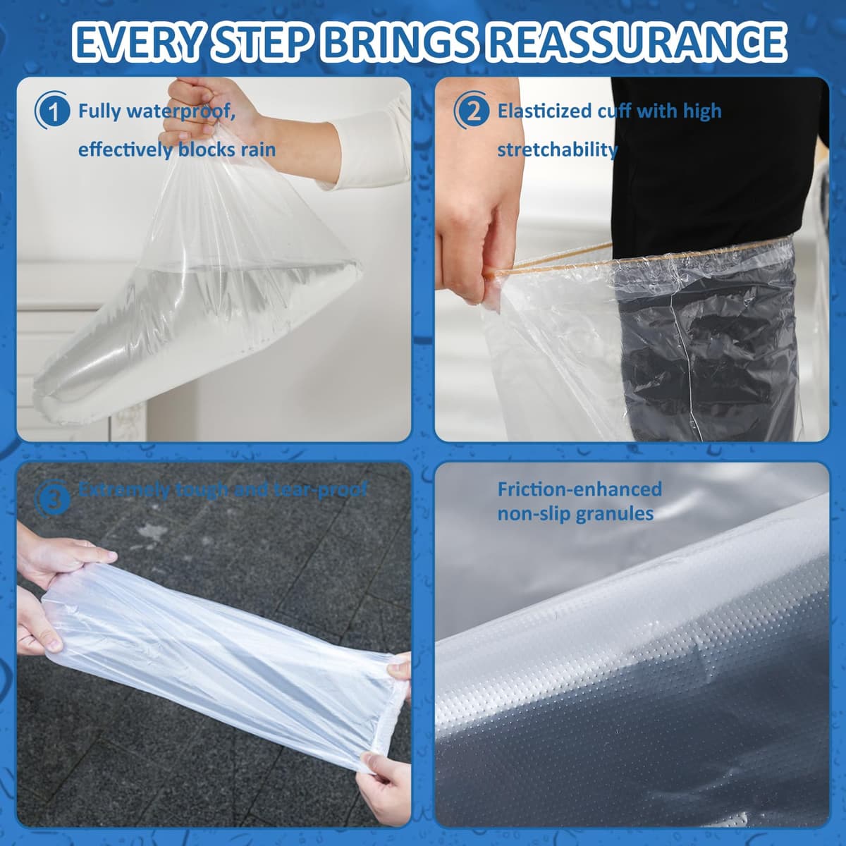 10 Pairs PE Waterproof Shoe Covers for Rain,Rain Shoe Covers,Disposable Rain Boots Covers,Indoor Outdoor Overshoes for Men and Women (Transparent) — view 4