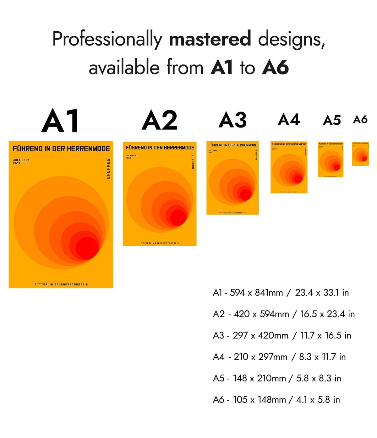 Orange Circles Poster, Bauhaus Print, Framed Abstract Art, Mid-Century Wall Art, Modern Home Decor, Gift Idea, Archival Matte, A2 (Print Only) - 59.4x42cm — view 5