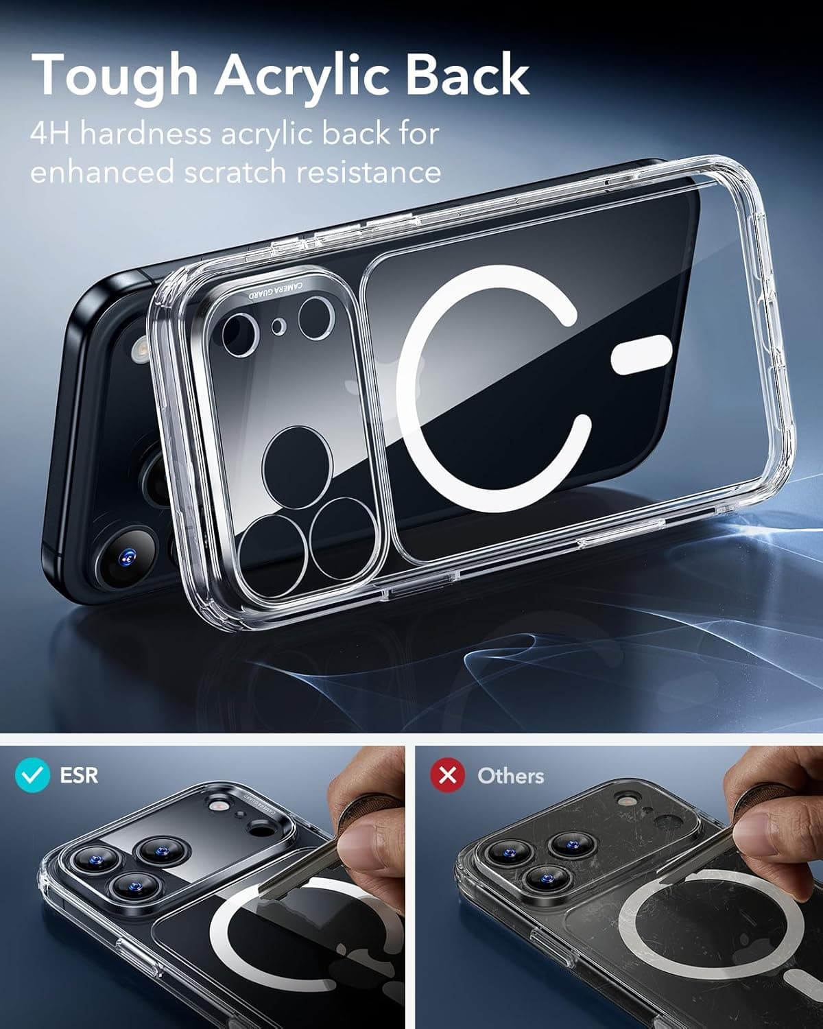 ESR for iPhone 17 Pro Max Case, Compatible with MagSafe, Shockproof Military-Grade Protection, Scratch-Resistant Back, Magnetic Phone Case for iPhone 17 Pro Max, Classic Hybrid Case, Clear — view 5