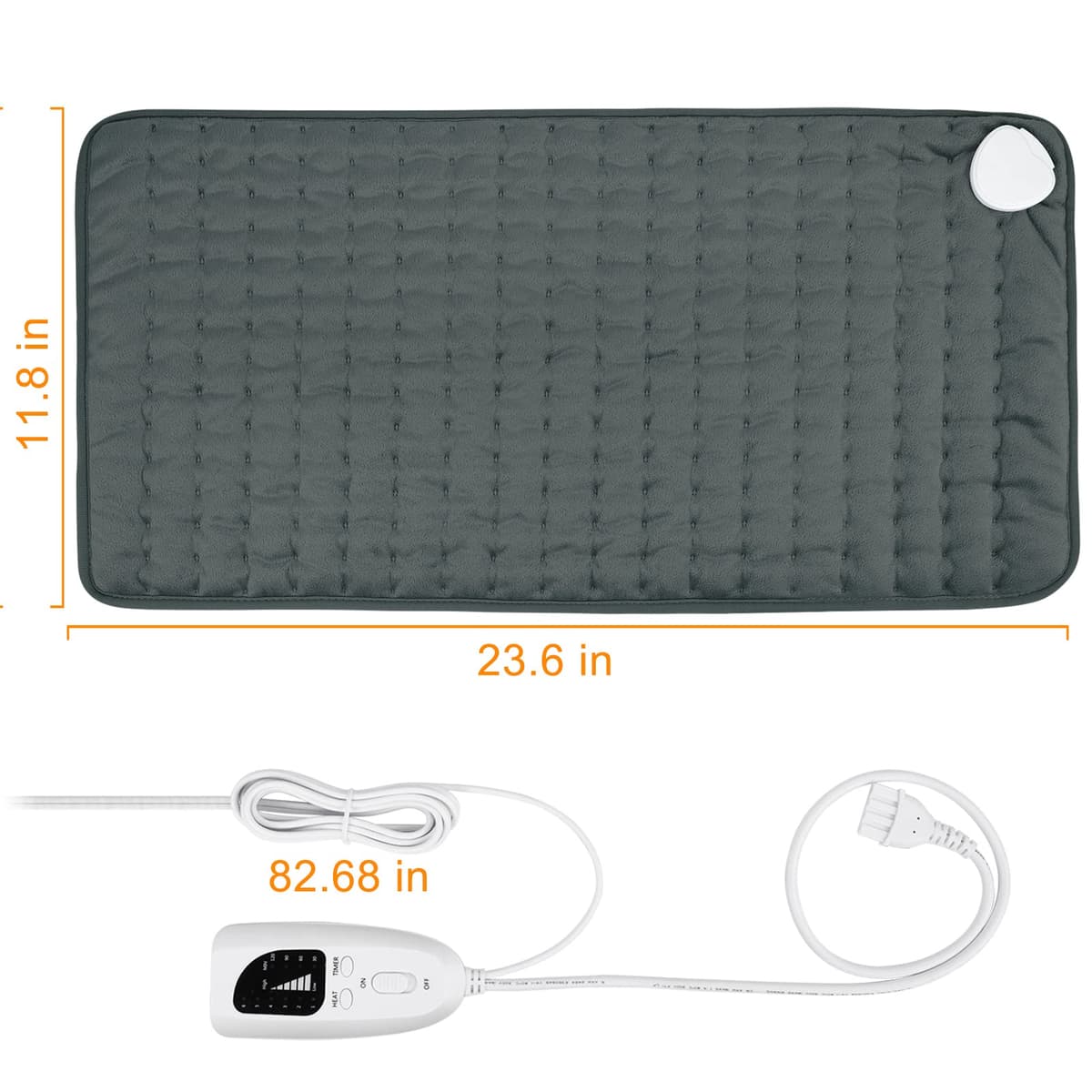 Manta Electrica，Almohadilla TéRmica,Almohadilla De Calefacción EléCtrica Con Apagado AutomáTico Y 6 Temperaturas Almohadilla De Calefacción (Gris Oscuro, 30x60cm) — view 5