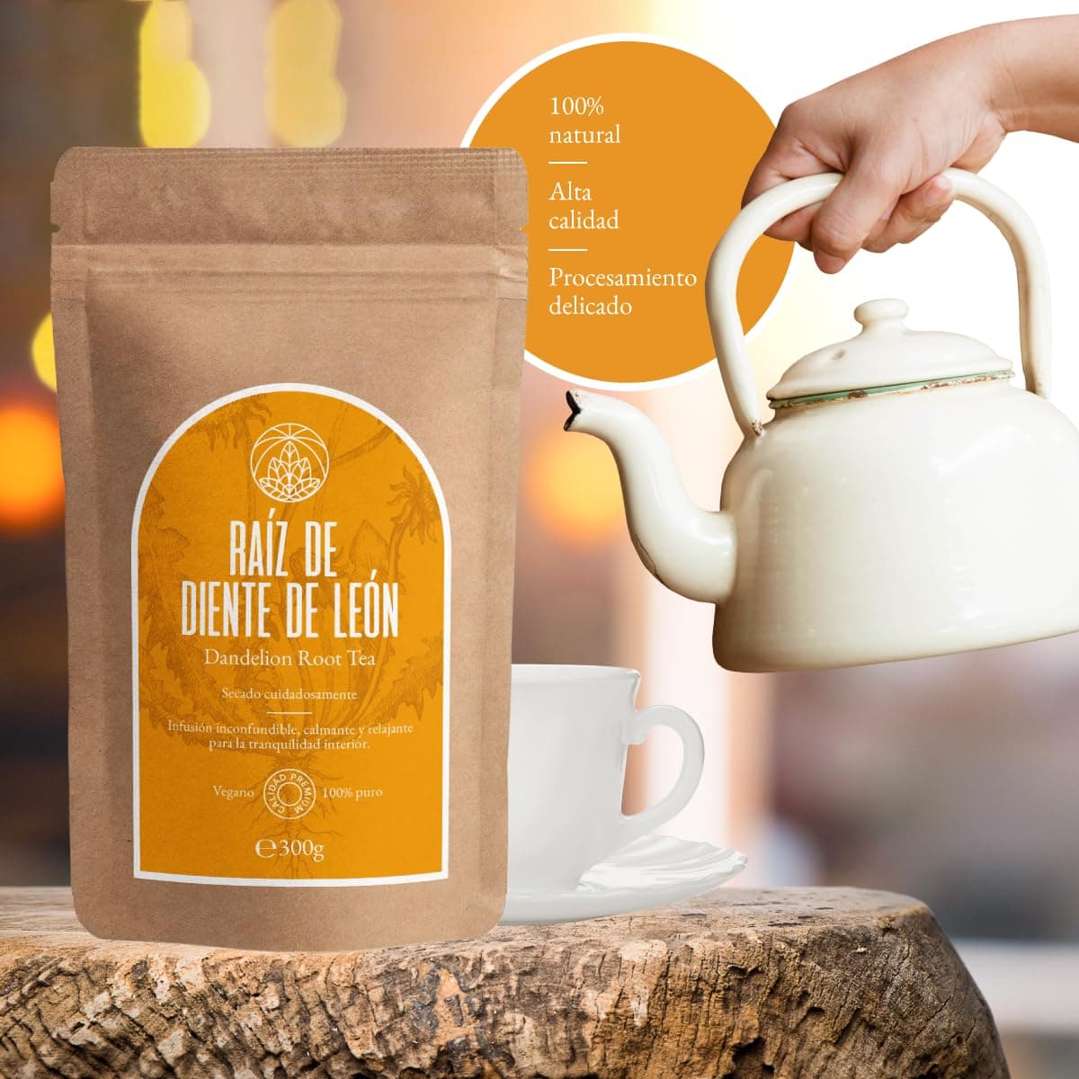 Raíz de diente de león Monte Nativo (300g) - Té Diente de leon infusion - Dandelion tea - Infusiones de hierbas - Té de hierbas – Cuidadosamente cortado y secado – 100% puro y natural — view 5