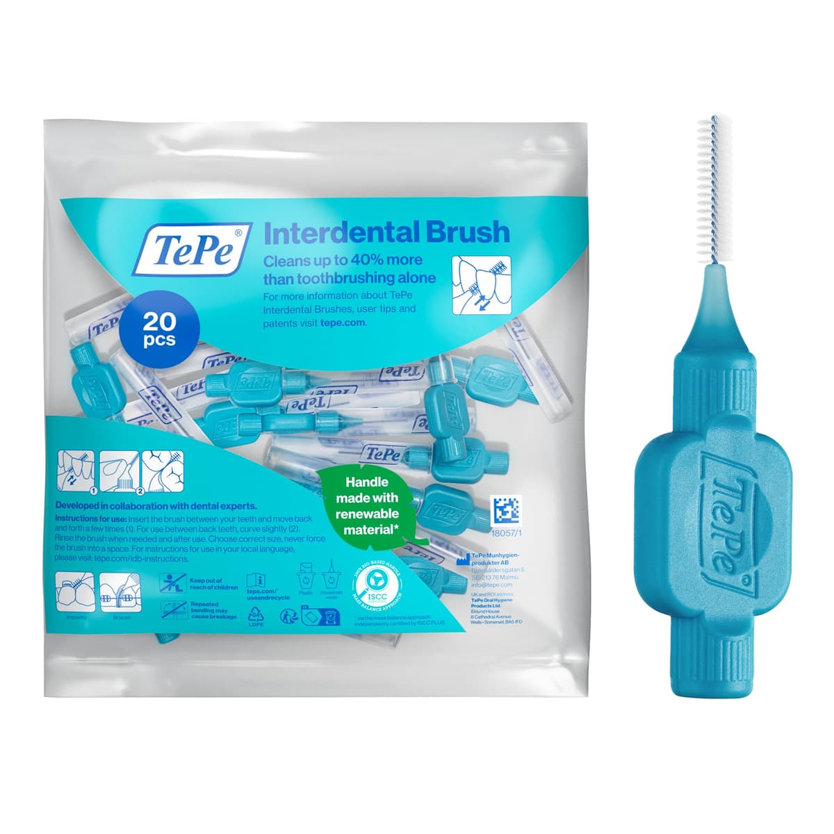 TePe Interdental Brush, Original, Yellow, 0.7mm/ISO 4, 8pcs, efficient Cleaning Between Teeth, Plaque Remover and Dental flosser for Small Gaps — view 18