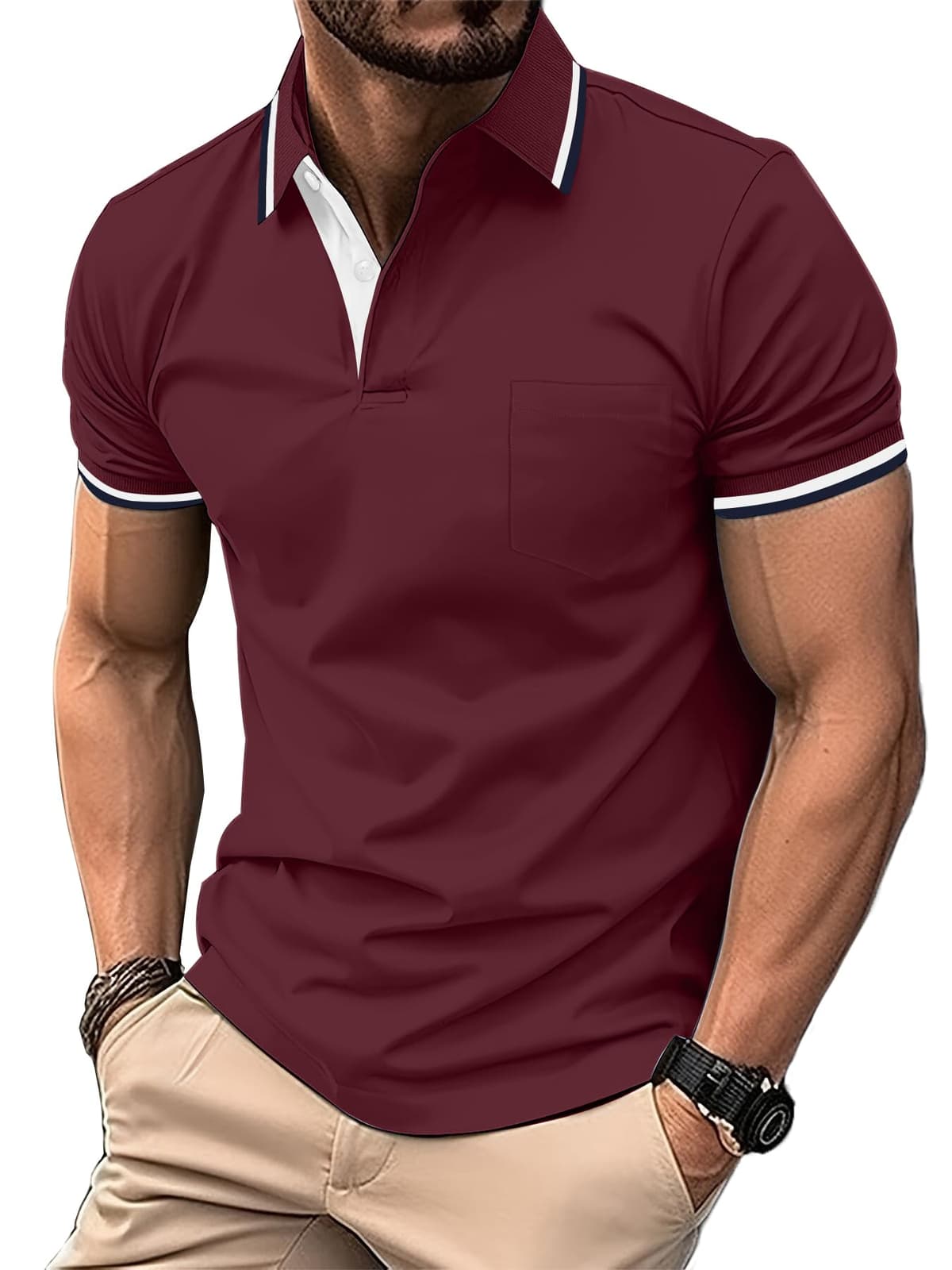 zitysport Polo Hombre Manga con Bolsillo en el Pecho Golf Polo Transpirable de Secado Rápido Poloshirt Deporte Hombre Slim Fit Tshirt Verano Camisa Hombre — view 18
