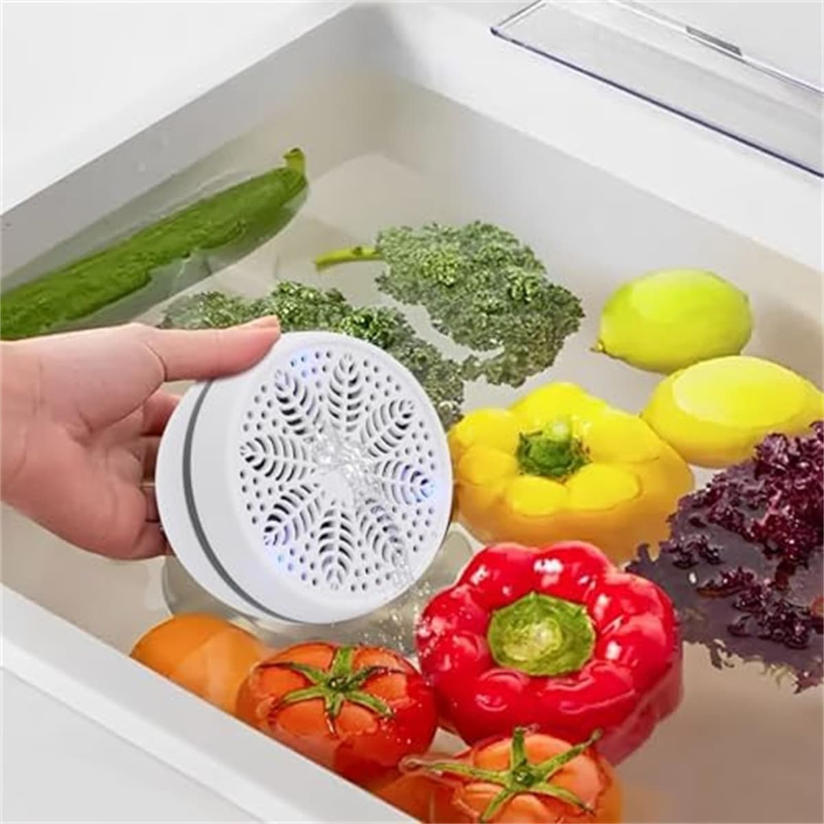Automatic Fruit Cleaner, Fruit & Vegetable Washers, Rechargeable Fruit Washing Machine, Waterproof Fruit and Veg Cleaner, Food Purifier Durable | Kitchen Tool, for Grains Meat Seafood (White) — view 3