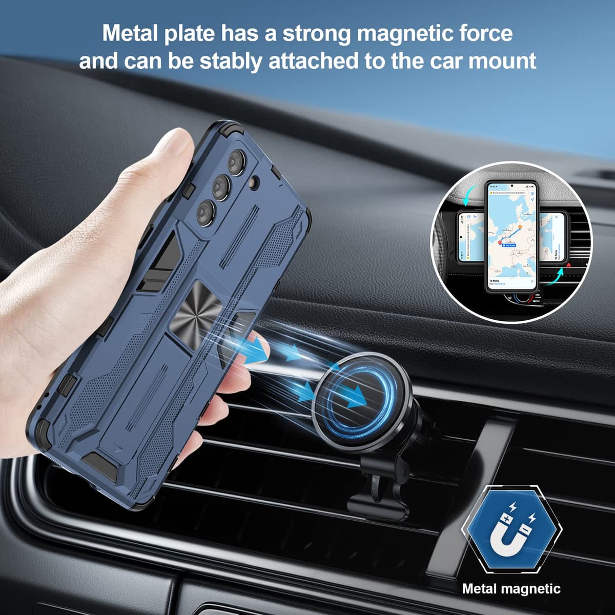Funda para CMF Phone 2 Pro, Carcasa Antigolpes con Soporte anular metálico, Case Protectora de Grado Militar, Negro — view 1624