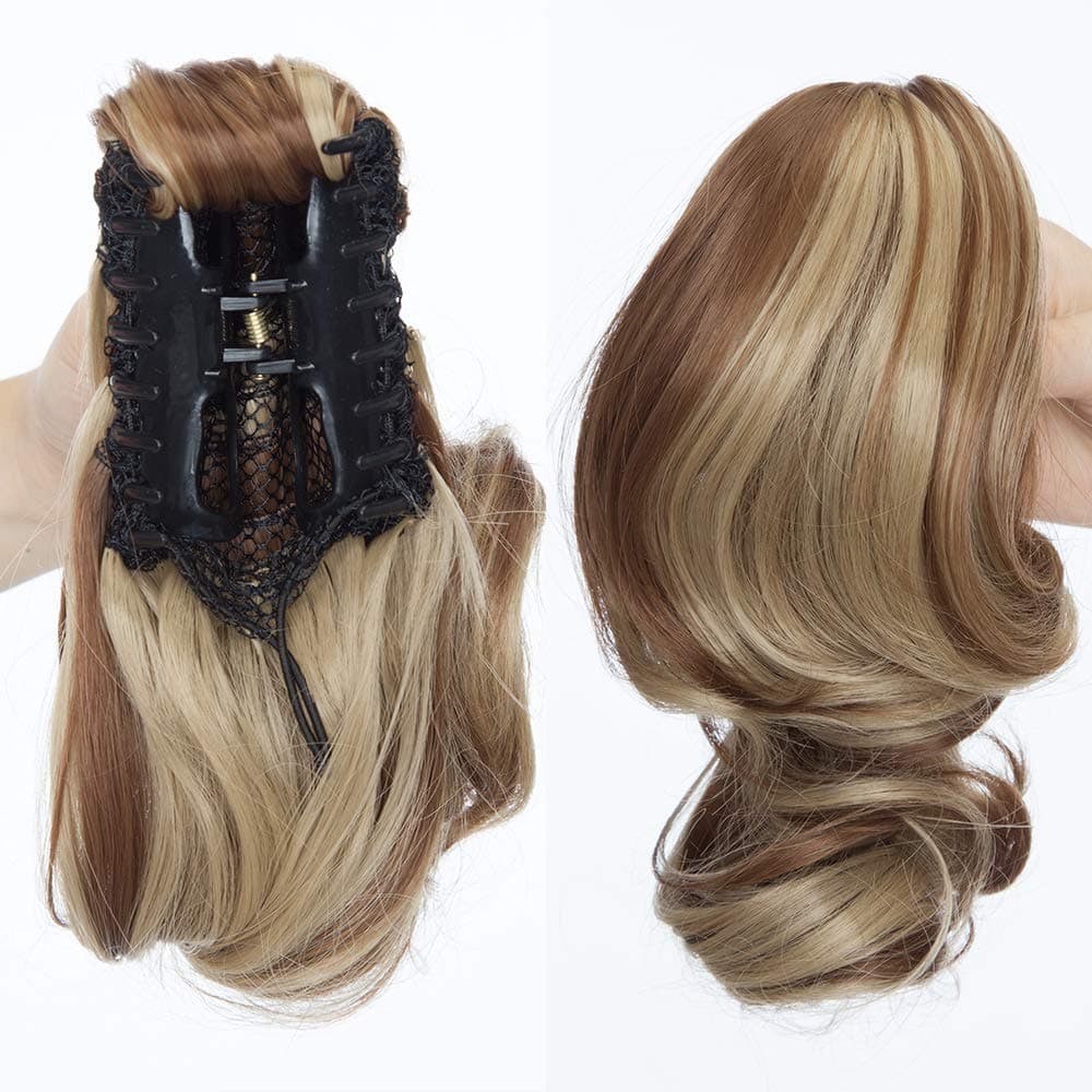 17"(43cm) SEGO Ponytail Long Synthetic Hair Looks Natural [Red Brown/Orange] Clip in Hair Extensions Curly Tail Ponytail Extension (90g) — view 46