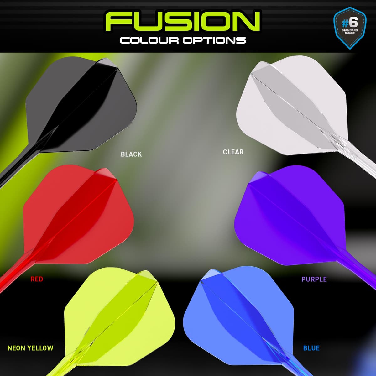 WINMAU Dardos Fusion Sistema Integrado de Vuelo y Eje - No.6 Forma y diseño - Disponible en Corto, Intermedio y Medio - Disponible en Variedad de Colores — view 4