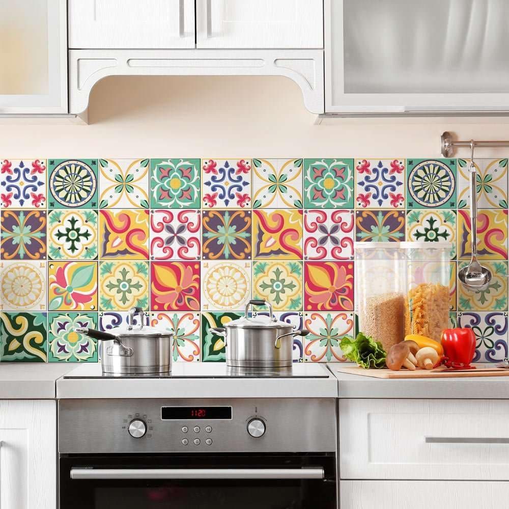 RE-COVERTILES - Pegatinas Azulejos Cocina y Baño Stickers de PVC Impermeables Antiarañazos Decoración de Pared Baldosas Peel and Stick - Modelo 24 Pzas 10x10 cm PS00179 Made in Italy — view 53
