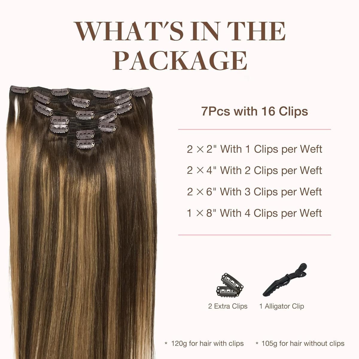GOO GOO Clip in Hair Extensions Human Hair, 18inch 150g 9Pcs, #2 Dark Brown, Hair extensions for women, Human Hair Extensions Clip in — view 246