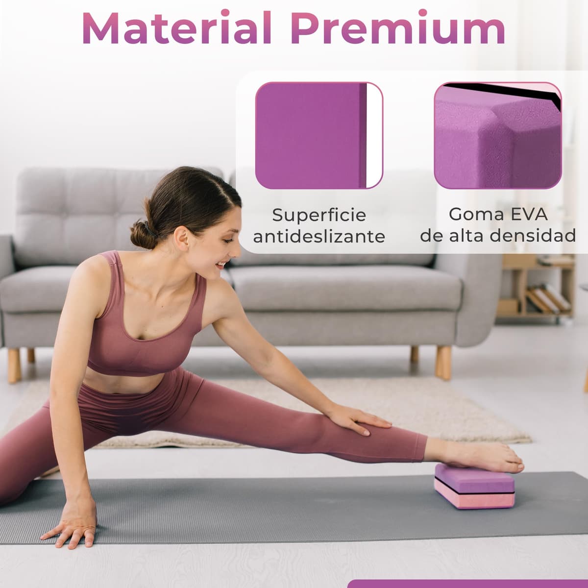 MOLIMILL Bloque Yoga 2 Unidades Espuma EVA + Ebook Ejercicios Yoga con Ladrillo | Ladrillo Yoga Ideal Para Pilates, Yoga, Fitness y Gimnasio — view 4