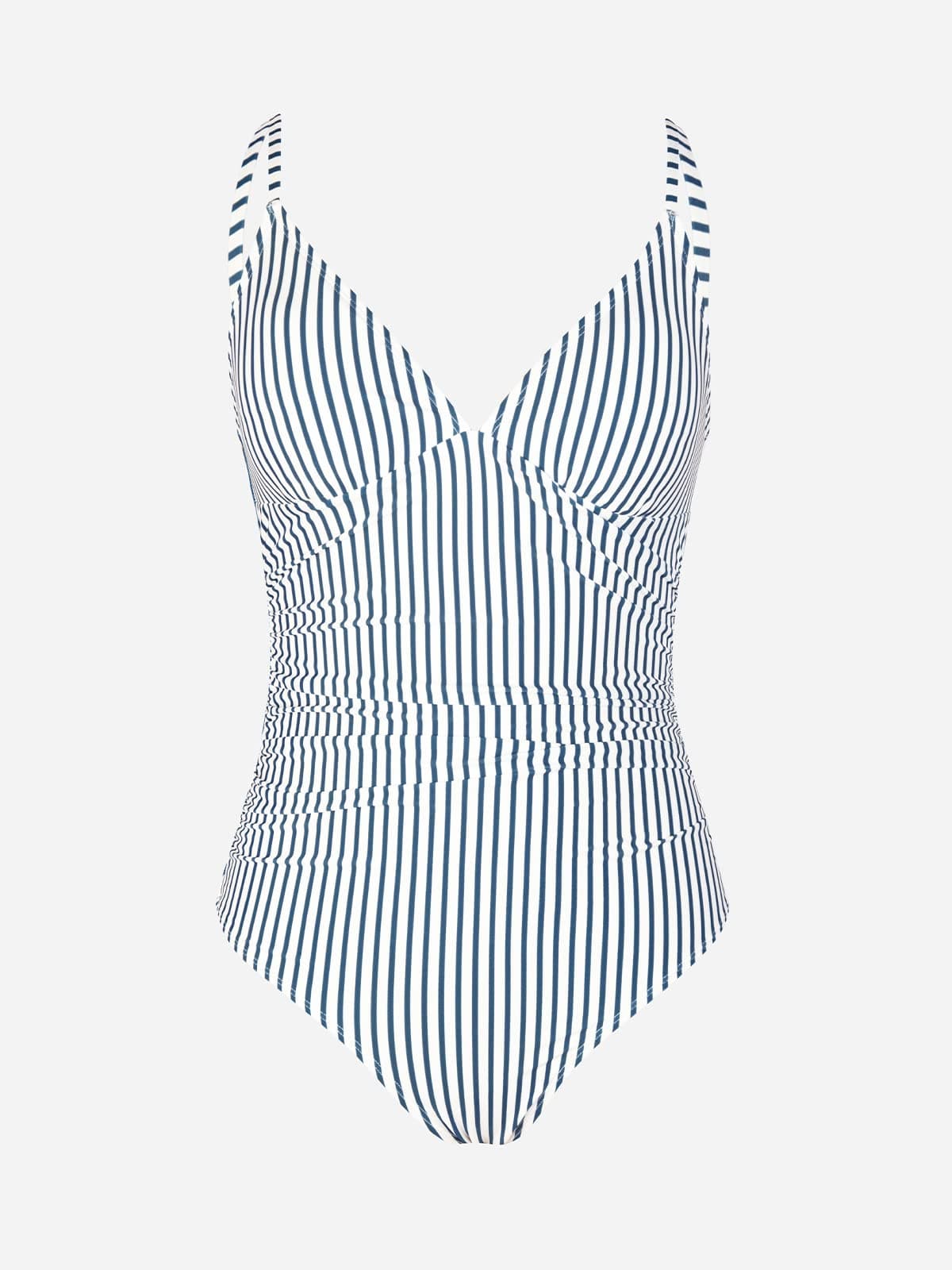 CUPSHE Traje de baño de una pieza para mujer, escote en V profundo, correas espaguetis ajustables, fruncido, frente, espalda baja, traje de baño — view 5