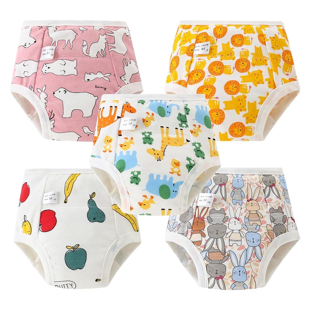 Aolso Calzones de Entrenamiento para Bebé, 5pcs Bragas de Aprendizaje, Pañal de Aprendizaje Calzoncillos Aprendizaje, Calzones de Entrenamiento Reutilizables para Bebés, 110