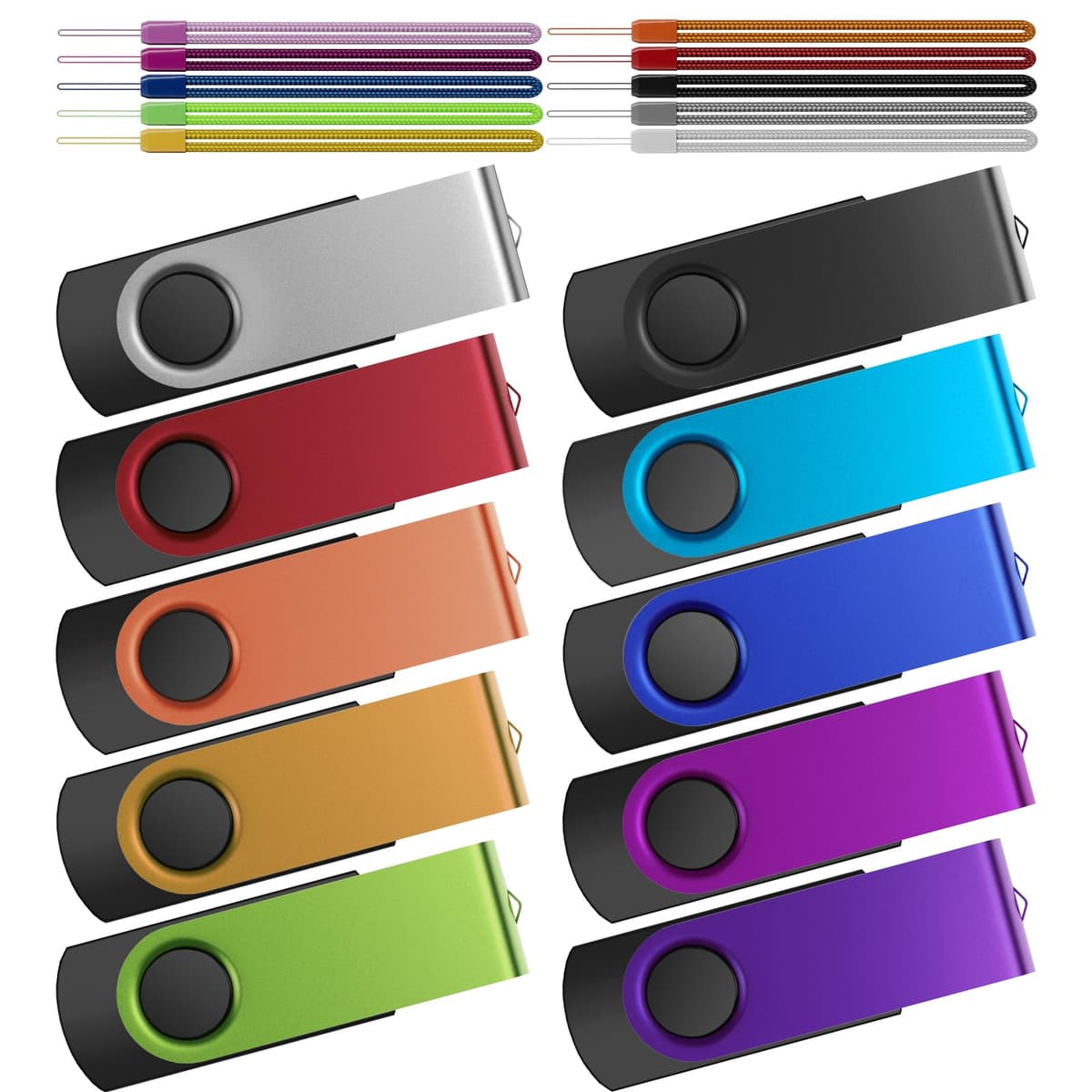 8GB 10 Piezas Memorias USB - Pendrive - Kepmem Rotatorio Multicolors USB 2.0 Memory Stick