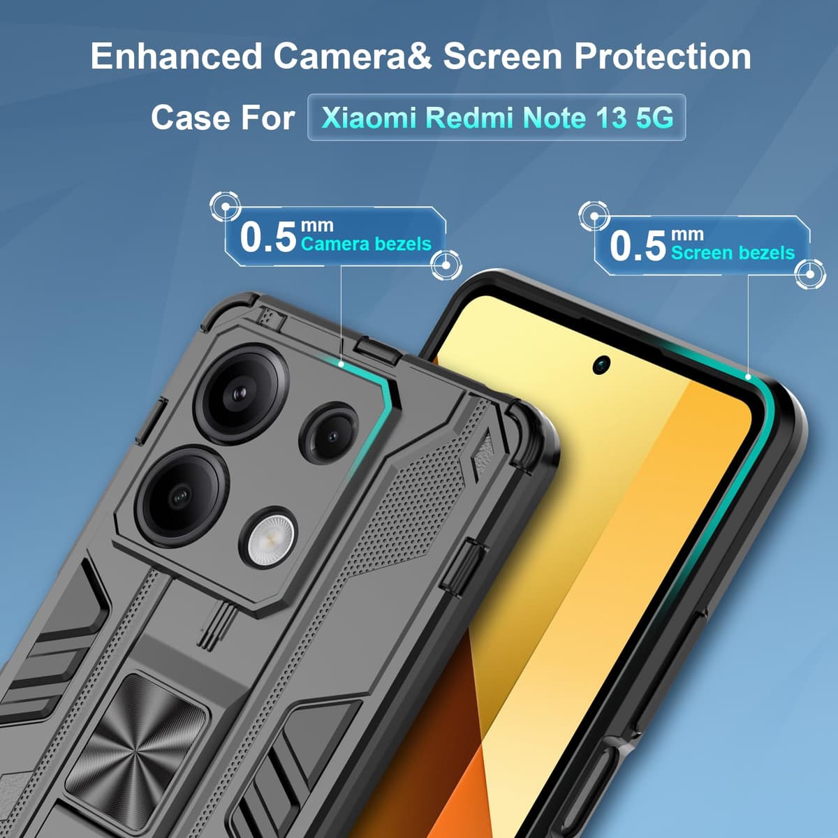 Funda para CMF Phone 2 Pro, Carcasa Antigolpes con Soporte anular metálico, Case Protectora de Grado Militar, Negro — view 1472