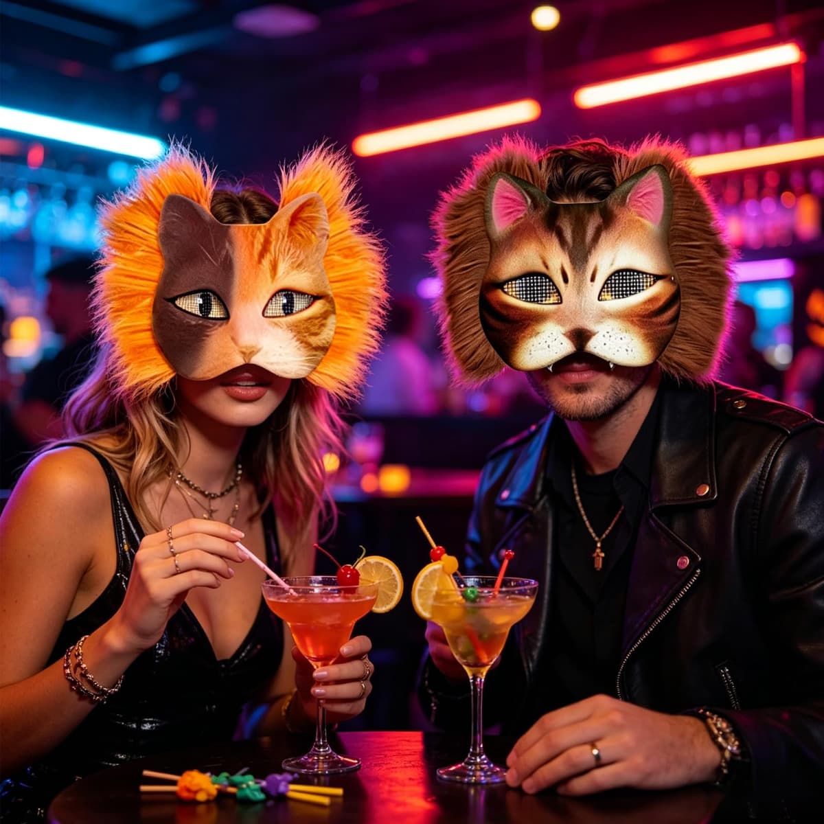 Mask, Furry Mask for Creative Expression, DIY Cat Mask Kit with Pre-Cut Materials, Two Complete Mask Sets in Orange and Brown with Adhesive Felt and Mesh Fabric — view 5