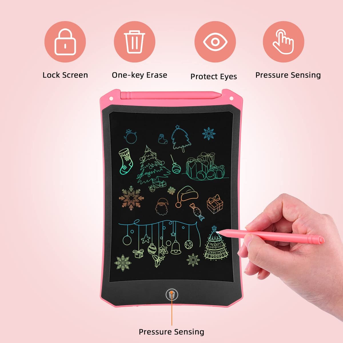 Regalo Niña 2 3 4 5 6 7 8 Años,PINKCAT 2 Pack Tableta Gráfica 8,5 Pulgadas Juegos de Viaje Juguetes Niños Pizarra Magica Viaje Tableta de Escritura Digital Electrónica Borrable Tablet para Dibujar — view 3