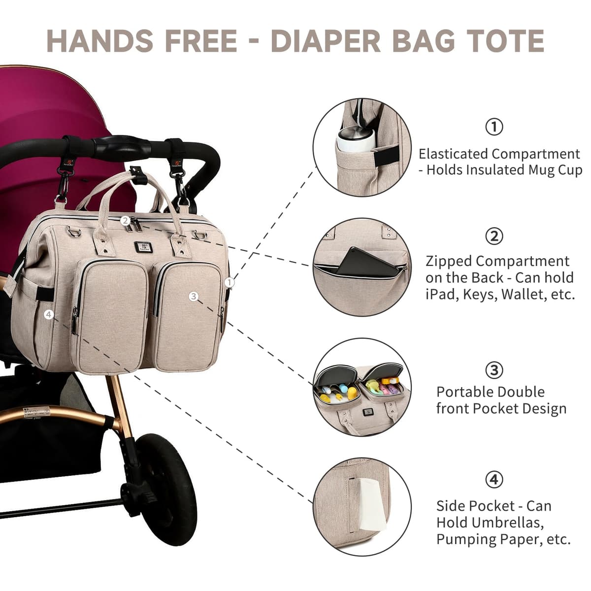 Pomelo Best Baby Changing Bag with Pram Clips and Changing Mat — view 4