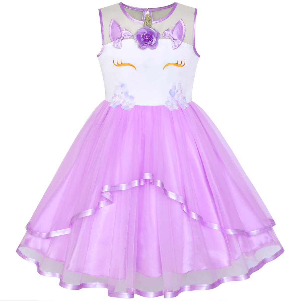 Sunny Fashion Flower Girls Dress Blue Belted Wedding Party Bridesmaid Size 4-12 — view 21