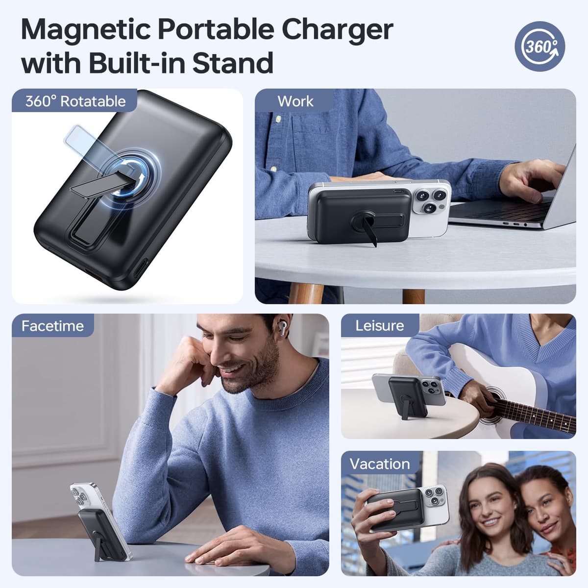 For Magsafe Power Bank, Portable Charger 12000mAh, 22.5W Fast Charging Battery Pack with USB-C Input & Output, LED Display for iPhone 17/16/15/14/13/12 Pro/Pro Max — view 5