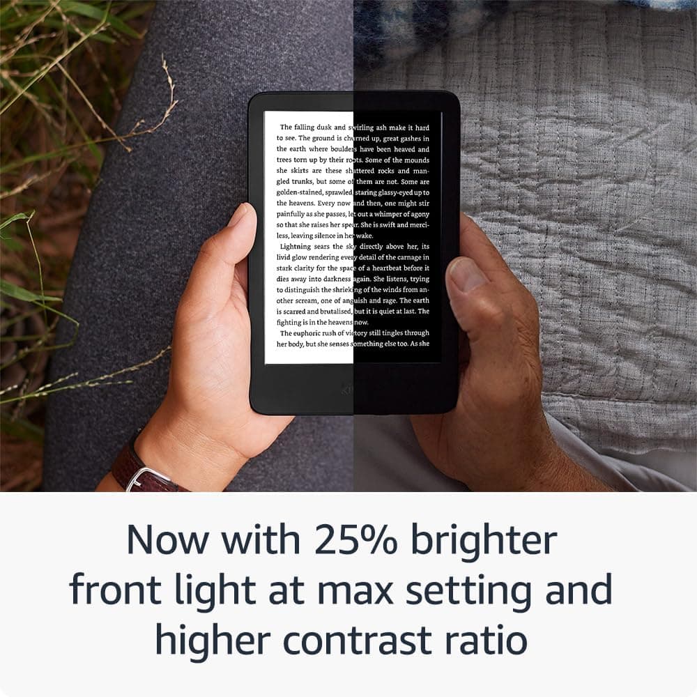 Amazon Kindle (newest gen) – Lightest and most compact Kindle with glare-free display, faster page turns, adjustable front light and long battery life – 16 GB – With Ads – Matcha — view 2