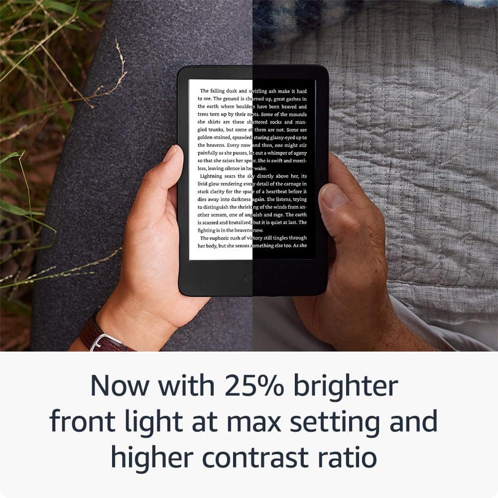 Amazon Kindle (newest gen) – Lightest and most compact Kindle with glare-free display, faster page turns, adjustable front light and long battery life – 16 GB – With Ads – Black — view 3