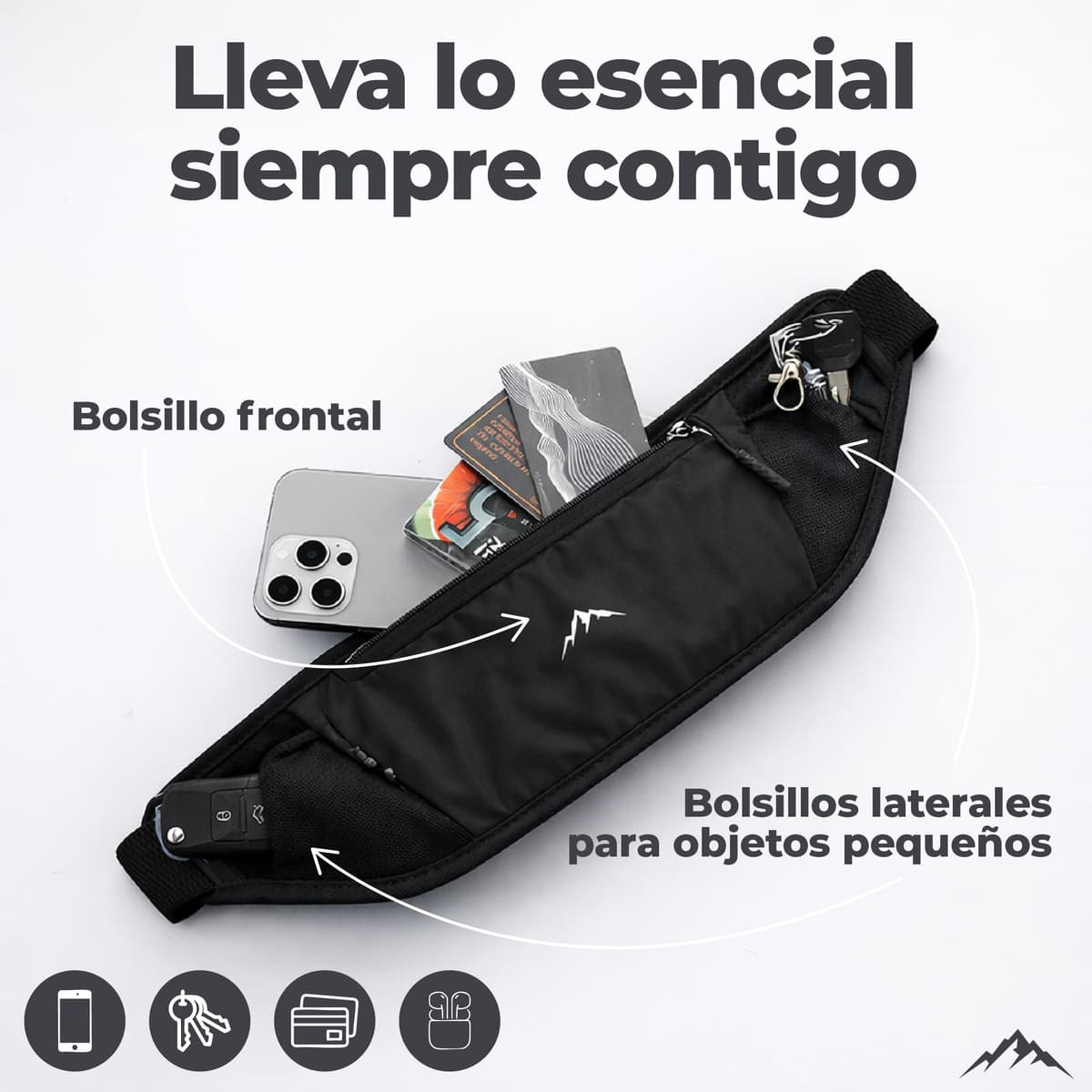Nordrun Riñonera Running Ajustable e Impermeable para Mujer y Hombre | Cinturon Running Apto para Todos los Moviles | Porta Movil Running | Riñonera Deportiva | Running Belt (Negro) — view 3