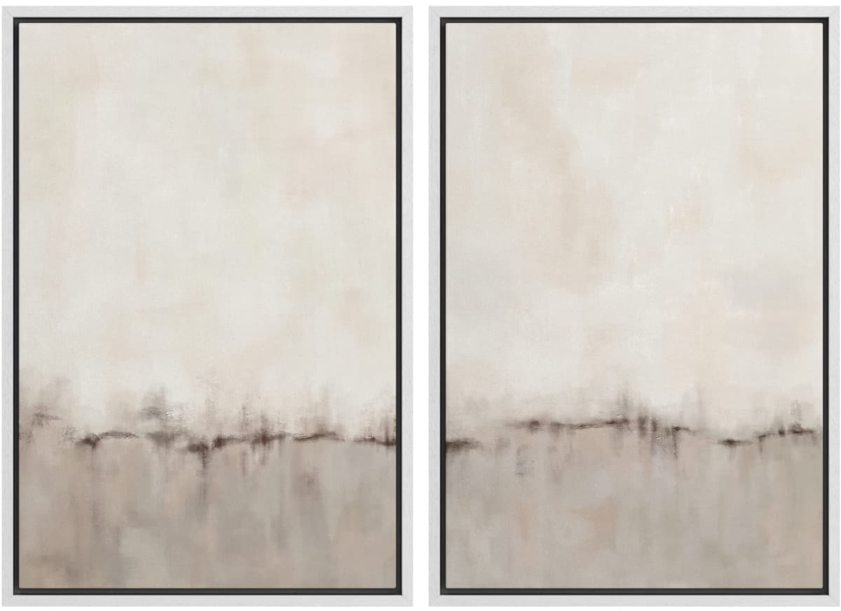 MUDECOR Framed Canvas Print Wall Art Set Watercolor Pastel Duotone Tan Landscape Abstract Shapes Illustrations Modern Art Decorative Contemporary for Living Room, Bedroom, Office - 24"x36"x2 Natural — view 150