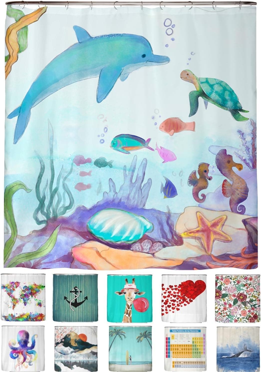 arteneur® - Cortina de Ducha 180x200 - Cortina de Baño Antimoho de Tela, Impermeable, Lavable y Opaco con Dobladillo Ponderado y Anillas (Tabla Periódica Española) — view 90