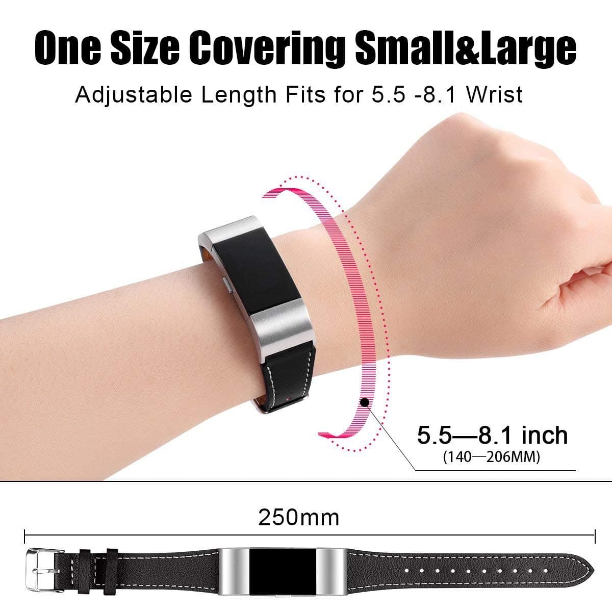 Mornex Correa de Cuero Genuino Compatible Charge 2, Correa Ajustable Correas de Recambio Pulseras Pulsera Banda de Actividad Física con Conectores de Metal — view 4