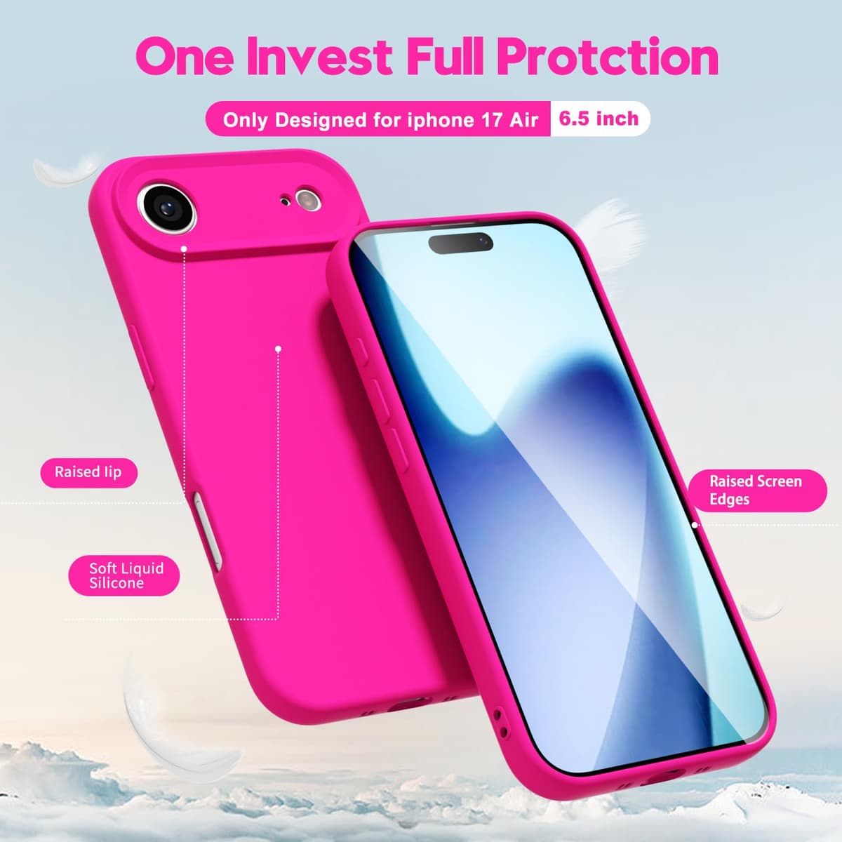 oakxco for iPhone 17 Pro Max Phone Case Liquid Silicone, Cute Thin Slim Grip Soft Rubber Gel for Women Men, Smooth Matte TPU Plain Solid Color Girly Simple Case with Camera Cover, Light Pink — view 1289