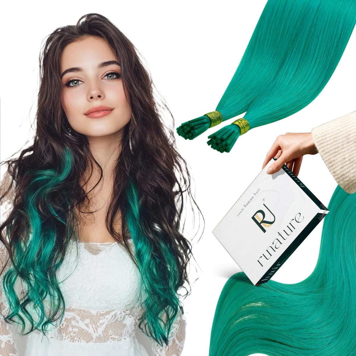 RUNATURE 18 Inch Nano Beads Hair Extensions Real Human Hair Ice Blonde Nano Hair Extensions Real Human Hair White Blonde Invisible Nano Rings Straight Remy Hair 50g 50s #800 — view 56