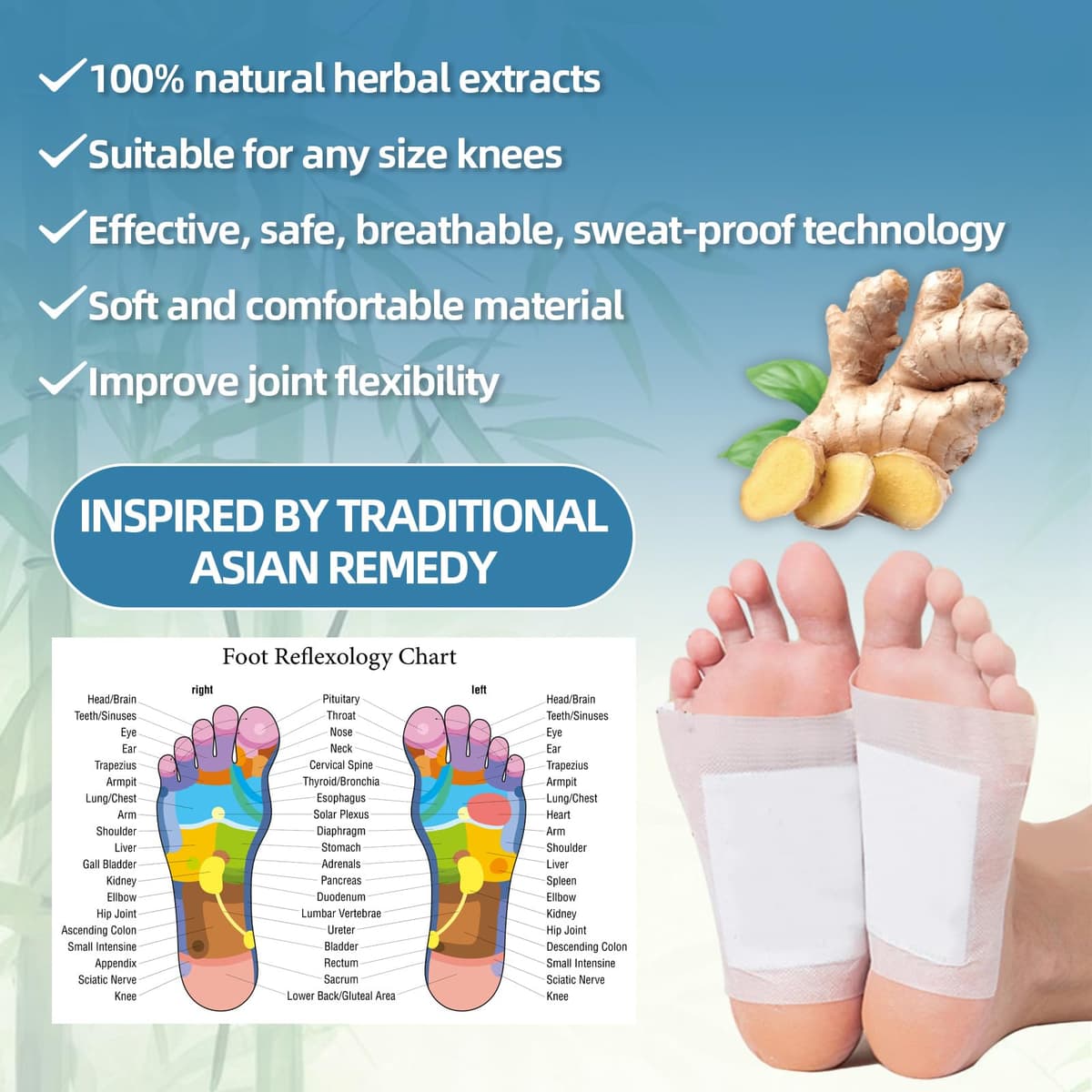 Inpumo Parches de desintoxicación para pies, almohadillas orgánicas naturales para eliminar toxinas, aliviar el estrés corporal, eliminar toxinas, limpieza profunda, mejorar la calidad del sueño — view 3